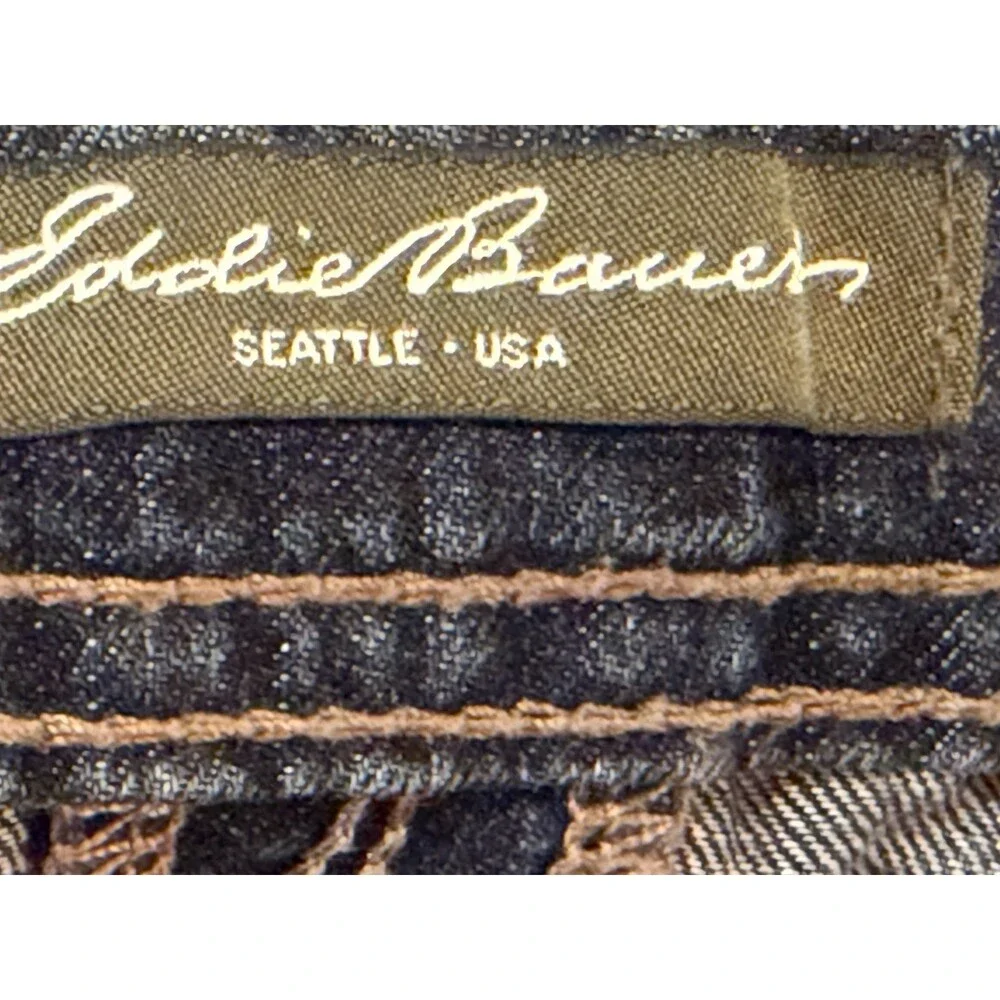 Eddie Bauer Denim Skirt Women's Size 10 Blue Medium Wash Ribbon Belt Above Knee